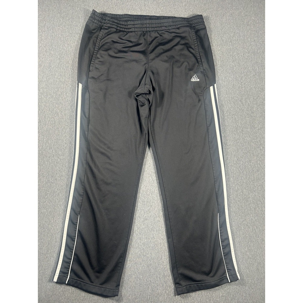 Adidas Mens 3-StripeOpen Hem Loose Fit TrackPants Black/White S